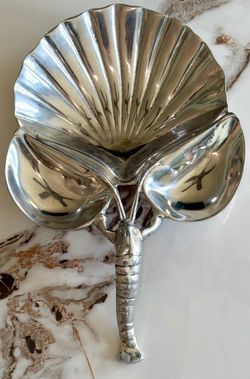 MCM Lobster Pewter Platter-Vintage Alloy Serving Dish-Cast Metal Seafood Crayfish Crawfish Tray.