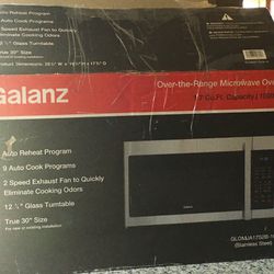 GALANZ 1.7-cu Over the Range Microwave Oven-Stainless Steel  NEW/OPEN BOX~OBO