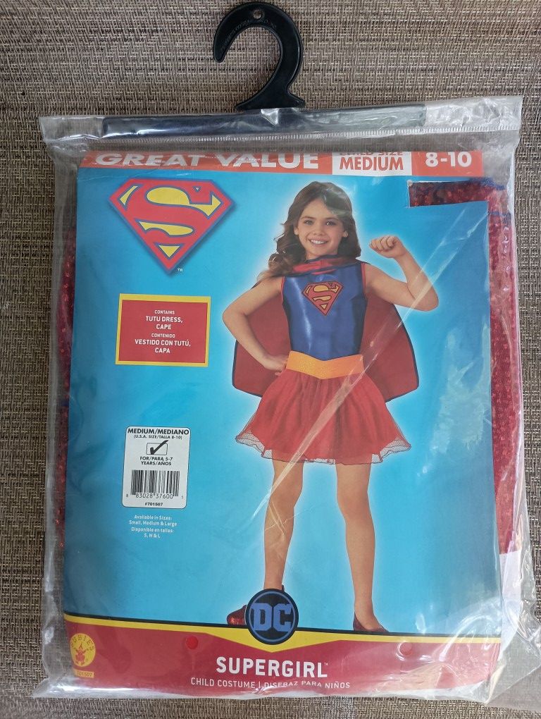 Child Size Medium 8-10 SuperGirl Halloween Costume.