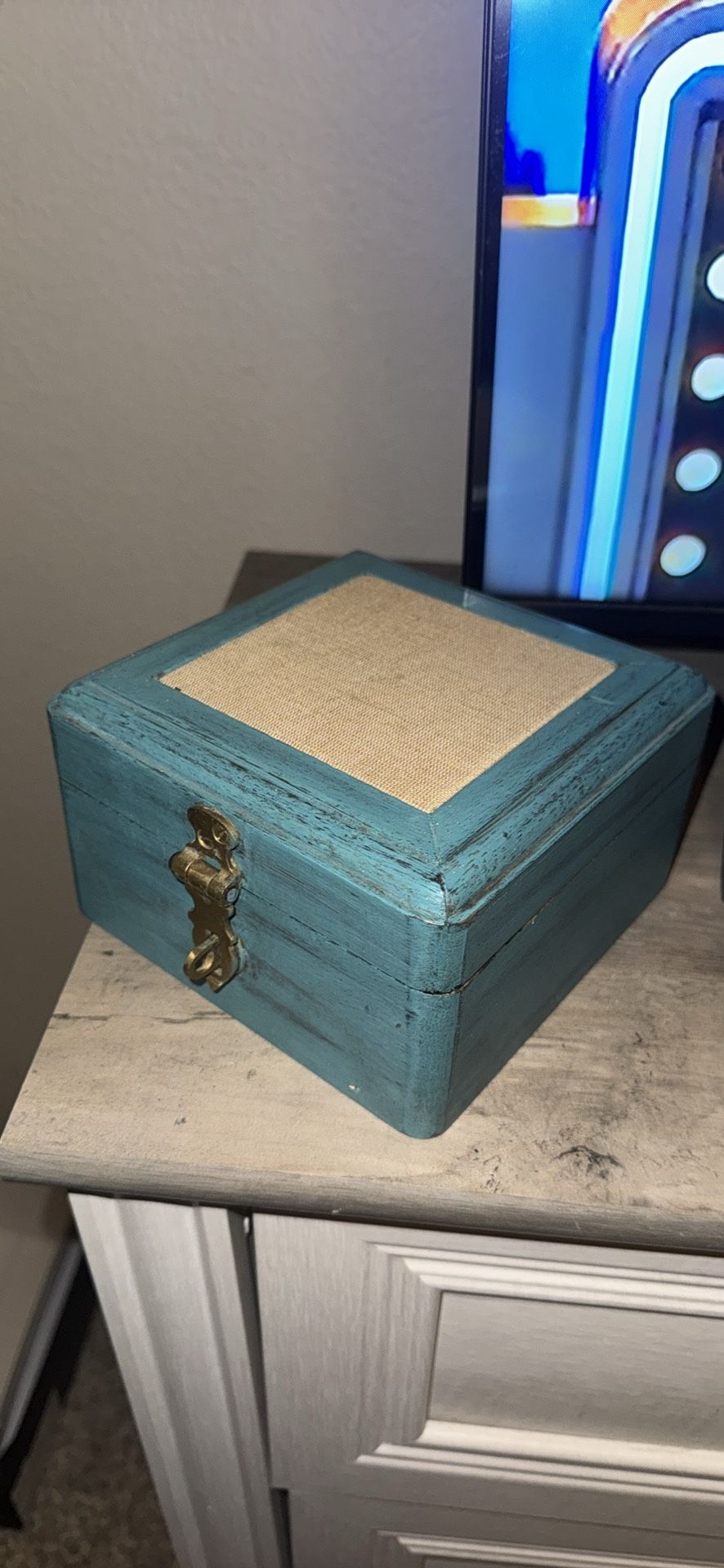 📦 2 Rustic Blue Wooden Keepsake Boxes