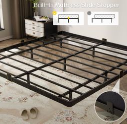 OLEVS King Size Floating Bed Frame, Metal Platform, with Charging Station, No Box Spring Needed, Noise-Free, Easy Assembly