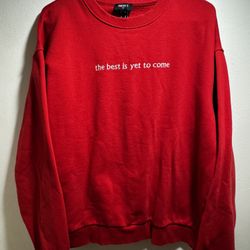 “the best is yet to come” Forever 21 Men's Red Sweater Size XL