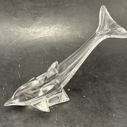 Beautiful 5" J.G. Durand Crystal Dolphin Figurine Figural Paperweight Signed