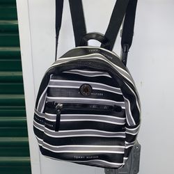 Black and White Striped Tommy Hilfiger Backpack