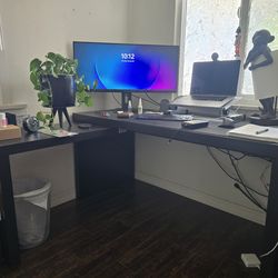 IKEA Black-Brown Desk w/ pull-out panel - Moving Sale!!