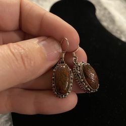 Dinosaur Bone Silver Earrings 