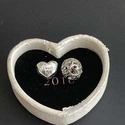 2 Pandora Silver Heart "My Sweet Pet" 🐶 & Open Your Heart Sterling Silver Charm