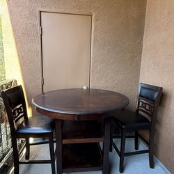 Counter Height Dining Table Set w/ 4 Chairs Dark Wood