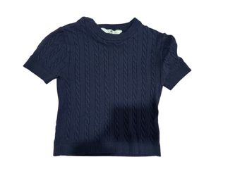 H&M Navy Cable Knit Short Sleeve Sweater