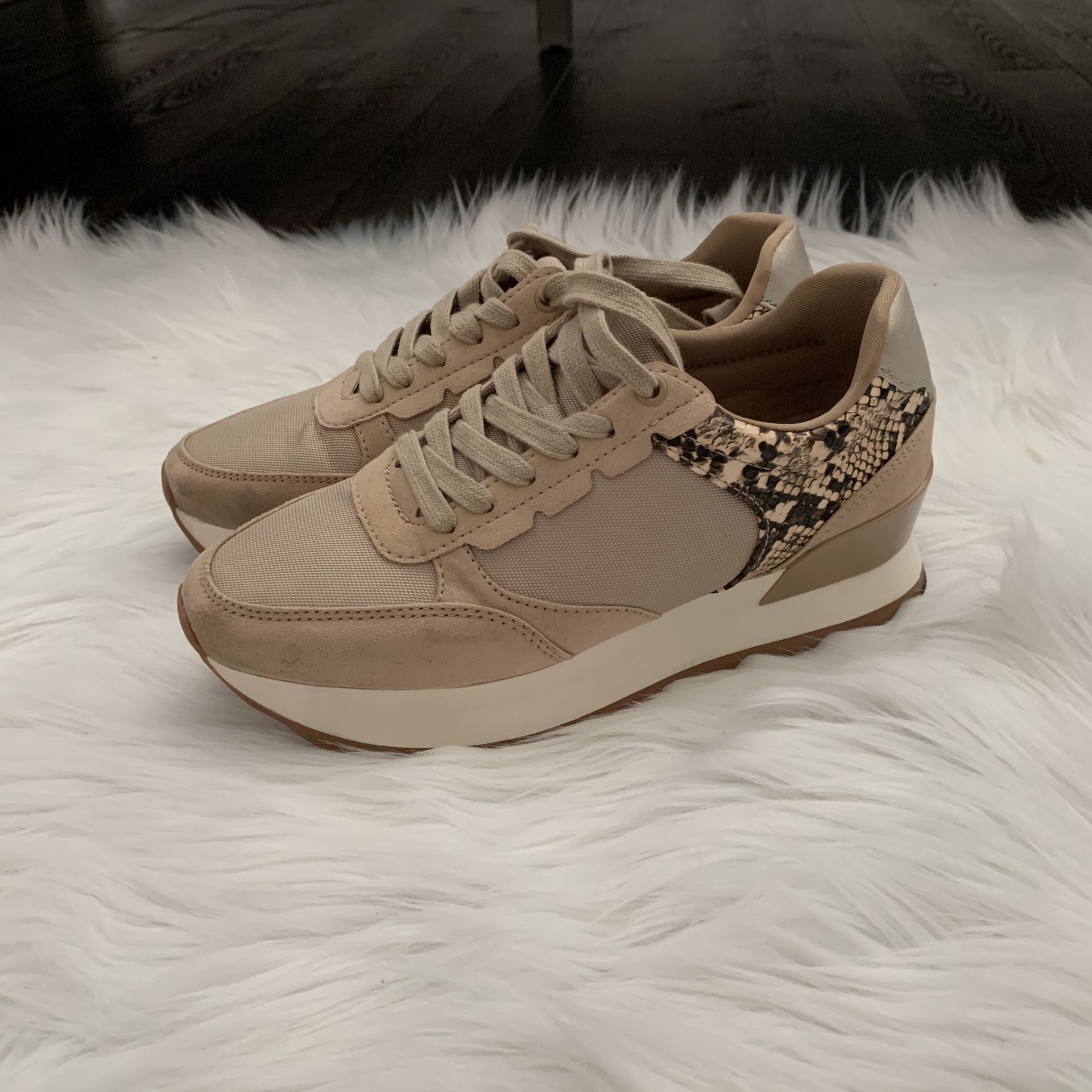 Zara Platform Snakeskin Sneakers