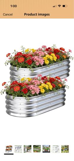Galvanized Raised Garden Bed Outdoor, 4x2x1ft(2Pack) Metal Heavy Duty Planter Boxes for Gardening, Easy Assemble Bottomless Small Oval Plant Container