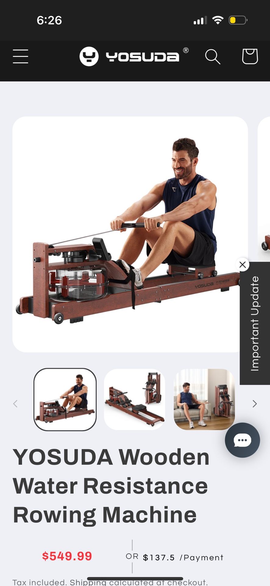 YOSUDA Wooden Water Resistance Rowing Machine