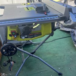 RYOBI 15 Amp 10 in. Expanded Capacity Portable Corded Table Saw With Rolling Stand