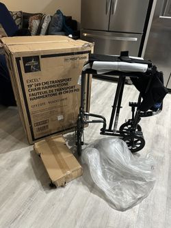 Transport Wheelchair with Swing-Away Footrests, 19-Inch 