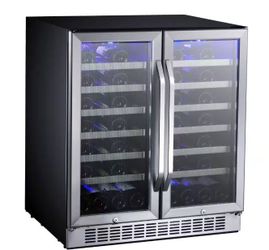 EdgeStar 30 Inch Wide 56 Bottle Capacity Built-In French Door Wine Cooler with Door Locks