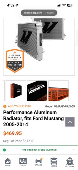 Mishimoto performance radiator for 2005-2014 Ford mustang
