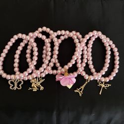 Beautiful Pearls Pink Bracelet .