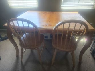 Table with Leaf insert, 2 chairs.