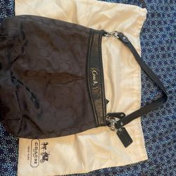 Black Coach Purse With Dust Bag! Couple Little Marks On Leather Trim