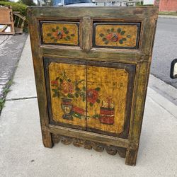 Beautiful Asian Hand Painted Cabinet Table Decor 