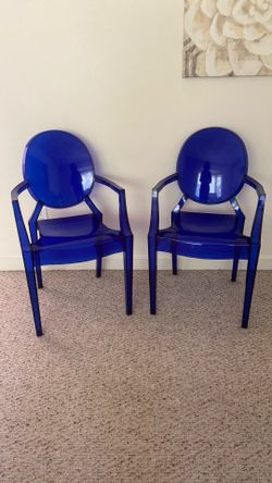 Modway Casper Modern Acrylic Stacking Two Dining Armchairs in Blue