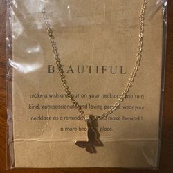 Long Gold Butterfly Necklace