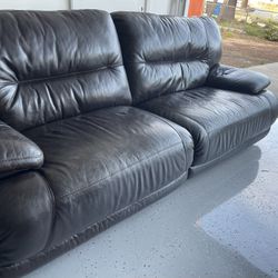 Leather Electric Reclining Couch Oversized 