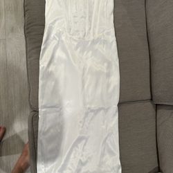 Strapless White Satin Dress