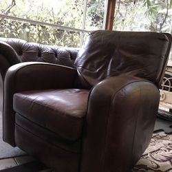 Leather Reclining Swivel Rocking Chair.
