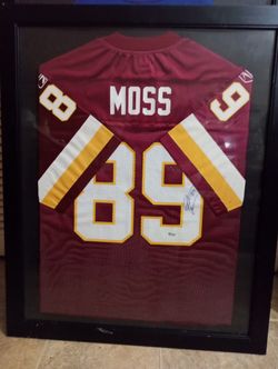 Santana Moss Sign Frame Jersey With Certificate Of Authenticity
