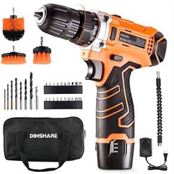 Cordless 12V Drill Driver Set - Electric Power Drill Driver Kit w/ 28pcs Impact Driver/Drill Bits, 18+1 Torque Setting, 2 Variable Speeds, Lightweight