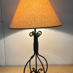 Wrought Iron Table Lamp Tan Shade