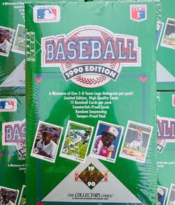 Upper Deck 1990 Baseball Factory Sealed Box 36ct. 5 Boxes Available. SALE $30.00 Each Box