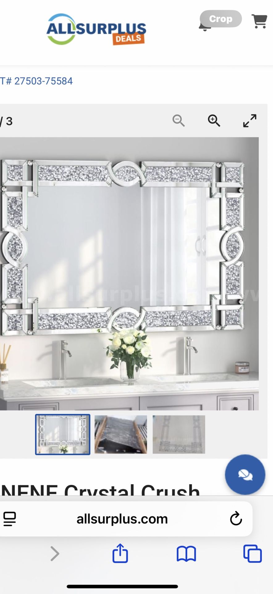 ENENE Crystal Crush Diamond Wall Mirror 46.5''x30.5''