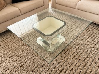 Glass Top Coffee Table with Mirrored Base