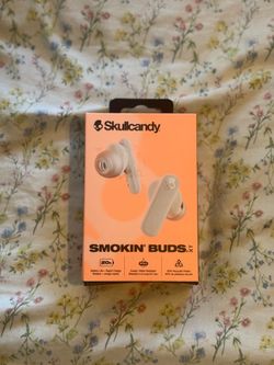 WHITE Skullcandy Smokin' Buds in-Ear Wireless Earbuds, 20 Hr Battery Bone Orange