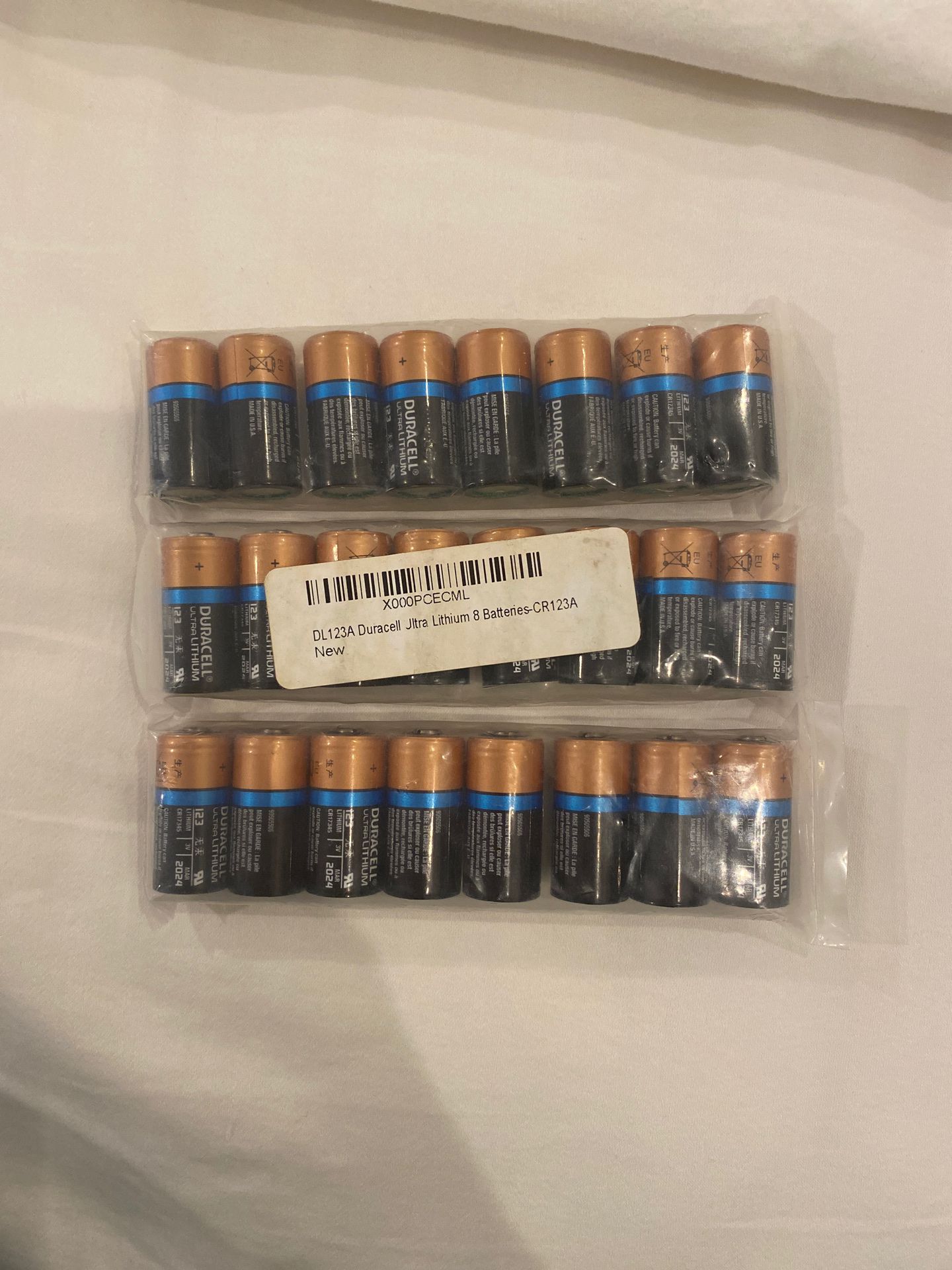 DL 123A Duracell ultra lithium 8 batteries
