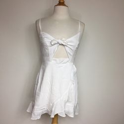 Cotton Candy LA White Tie Front Faux Wrap Cotton Mini Dress Size Medium