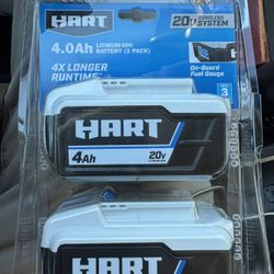 Hart 4Ah 20v Lithium Ion Battery (2 Pack New)