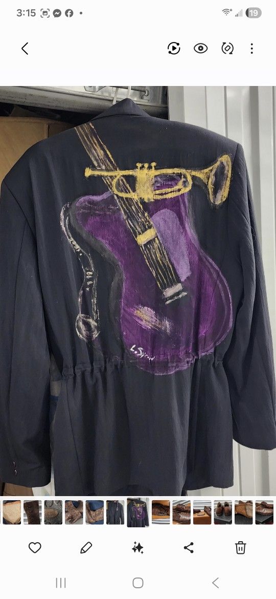 Mens Jacket Hand Painted Has Draw String Waist