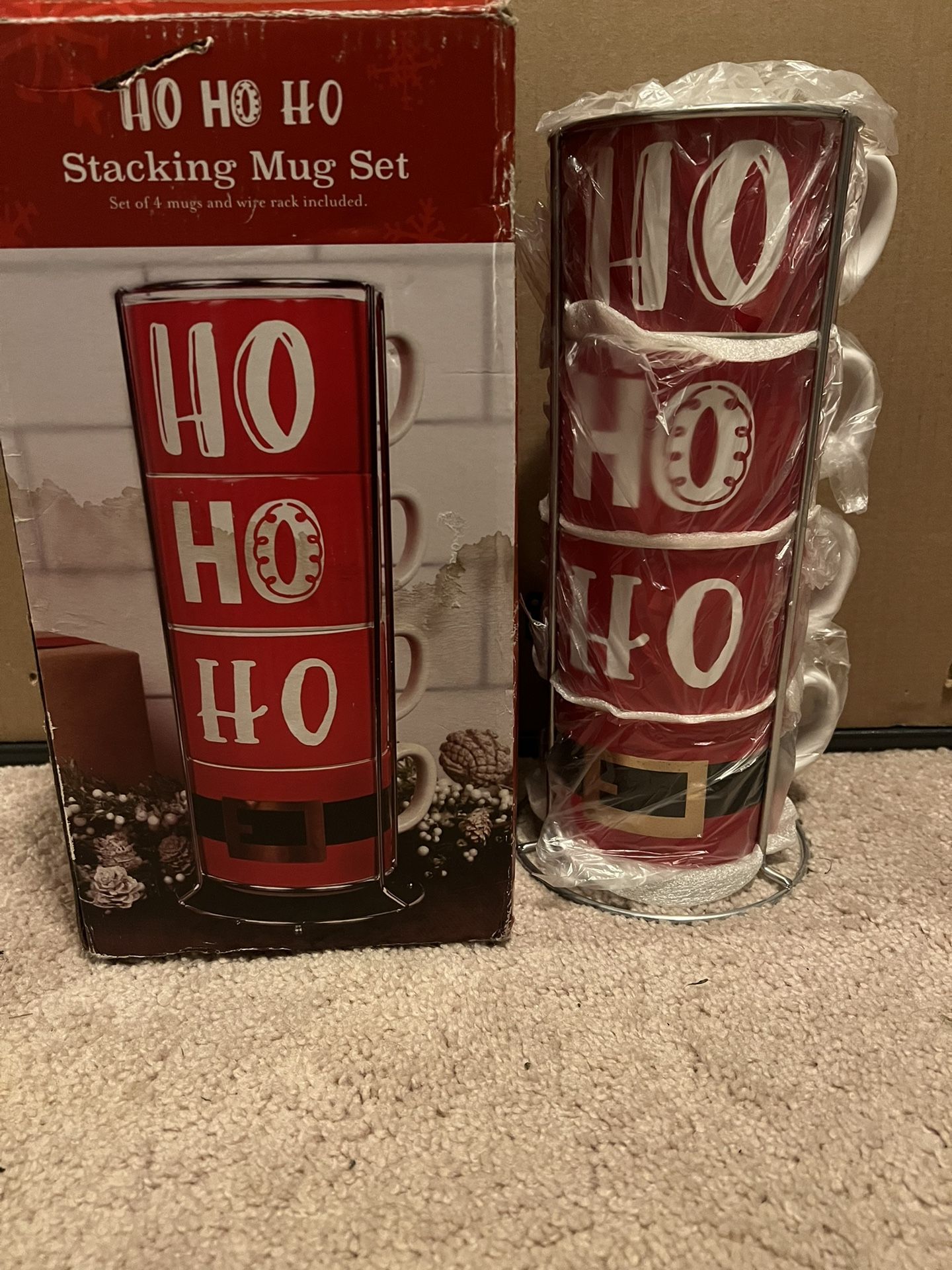 NEW Willow Street Designs HoHoHo Christmas Holiday, Set Of 4 Mugs