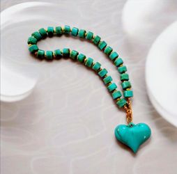 Fashion Acrylic PMMA Material Teal Heart Choker Necklace 15.7-inch for Women Summer Accessory