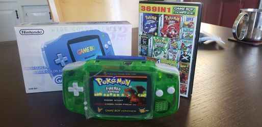 POKEMON EDITION GBA modded GAMEBOY ADVANCE Backlit LCD USB CHARGER NO BATTERIES NEEDED WITH 369 GAMES IN 1 
