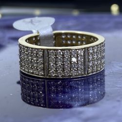 $750 Yellow Gold W Zirconia Statement Ring Band