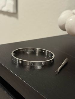 Love Bracelet Silver with Stones has stamping, Size 21 cm