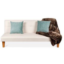 Tufted Design Convertible Futon Sofa Bed w/ Adjustable Back