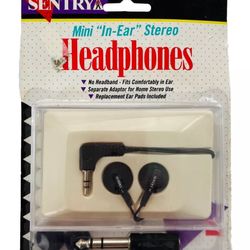 Vintage Sentry "In-Ear" Stereo Headphones Brand New Ear Buds H0222 Factory Seal.