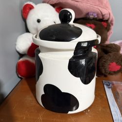Cow Print Cookie Jar 