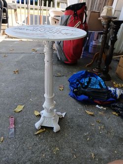 White Wooden Pedestal Accent Table
