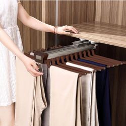 (New in Box) Nisorpa Pull Out Trousers Rack Double-Row 22 Arms Steel Pants Rack Closet Pull Out Pants Organizers Top Mounted Trousers Rack Space Savin